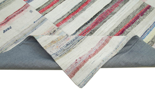 Handmade Area Rug - Kirk Yama Beige Patchwork Cotton Wool Carpet 9'7''x13'2''