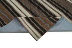 Striped Kilim Brown Striped Goat Hair Handmade Rug 10'0'' x 14'0''