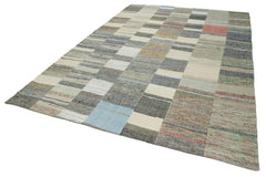 Kirk Yama Grey Patchwork Cotton Wool Handmade Area Rug 7'11'' x 11'10''