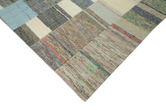 Kirk Yama Grey Patchwork Cotton Wool Handmade Area Rug 7'11'' x 11'10''