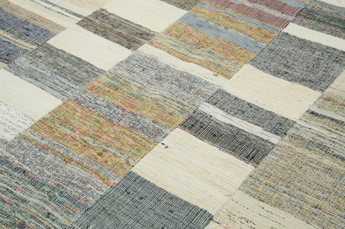 Kirk Yama Grey Patchwork Cotton Wool Handmade Area Rug 7'11'' x 11'10''