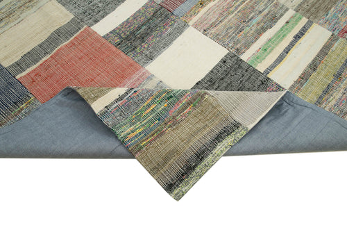 Kirk Yama Grey Patchwork Cotton Wool Handmade Area Rug 7'11'' x 11'10''