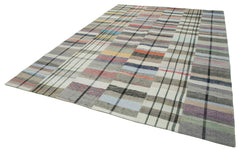 Kirk Yama Grey Patchwork Cotton Wool Handmade Area Rug 8'6'' x 12'2''