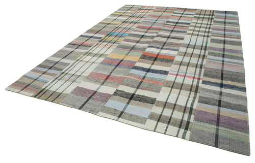 Kirk Yama Grey Patchwork Cotton Wool Handmade Area Rug 8'6'' x 12'2''