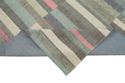 Kirk Yama Grey Patchwork Cotton Wool Handmade Area Rug 9'9'' x 11'11''