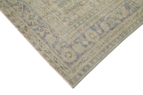 Overdyed Vintage Beige Vintage Cotton Wool Handmade Area Rug 6'11'' x 10'4''