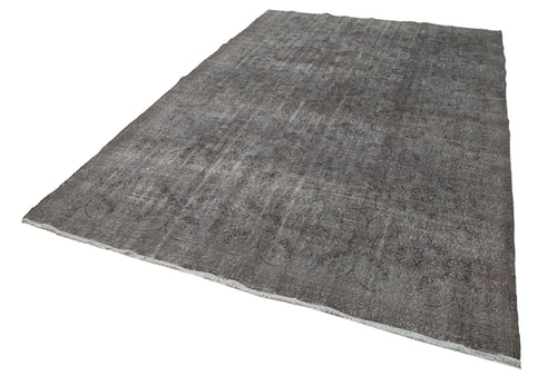 Overdyed Vintage Grey Vintage Cotton Wool Handmade Area Rug 6'11'' x 10'5''