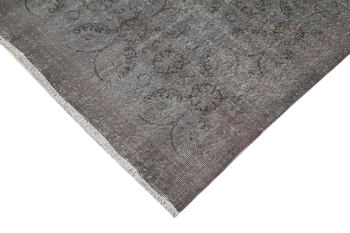 Overdyed Vintage Grey Vintage Cotton Wool Handmade Area Rug 6'11'' x 10'5''