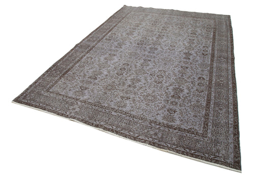 Overdyed Vintage Grey Vintage Cotton Wool Handmade Area Rug 6'10'' x 10'4''