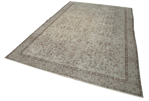 Overdyed Vintage Grey Vintage Cotton Wool Handmade Area Rug 6'11'' x 10'4''