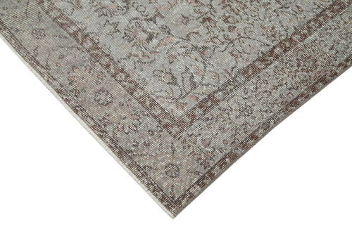 Overdyed Vintage Grey Vintage Cotton Wool Handmade Area Rug 6'11'' x 10'4''