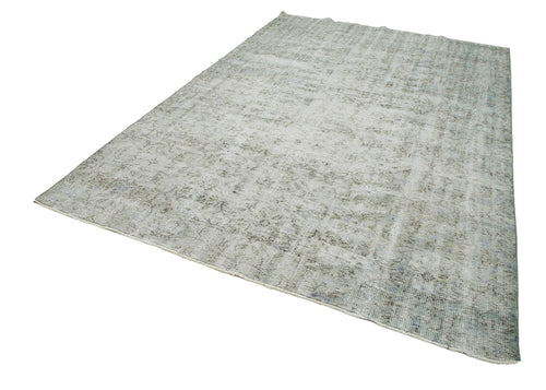 Overdyed Vintage Grey Vintage Cotton Wool Handmade Area Rug 6'11'' x 10'2''