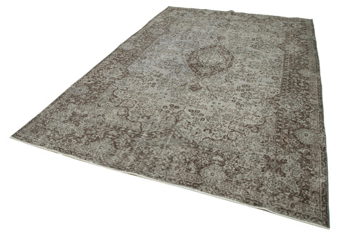 Overdyed Vintage Grey Vintage Cotton Wool Handmade Area Rug 6'11'' x 10'4''