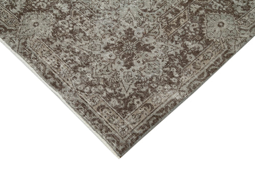 Overdyed Vintage Grey Vintage Cotton Wool Handmade Area Rug 6'11'' x 10'4''