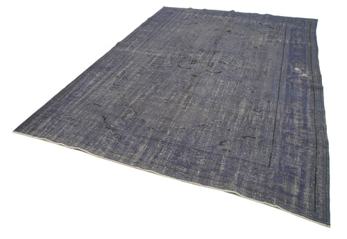 Overdyed Vintage Grey Vintage Cotton Wool Handmade Area Rug 7'6'' x 10'9''