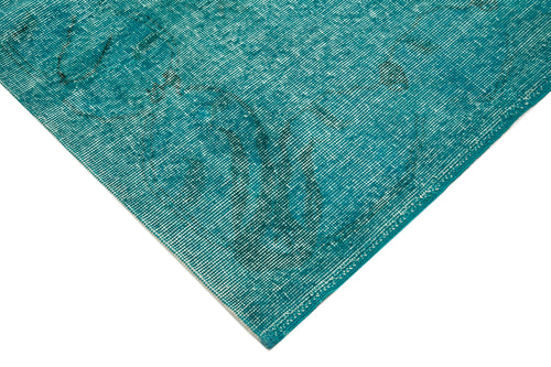 Overdyed Vintage Turquoise Vintage Cotton Wool Handmade Area Rug 7'1'' x 10'1''