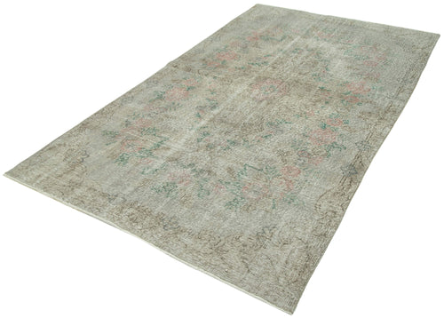 Overdyed Vintage Grey Vintage Cotton Wool Handmade Area Rug 5'0'' x 8'5''
