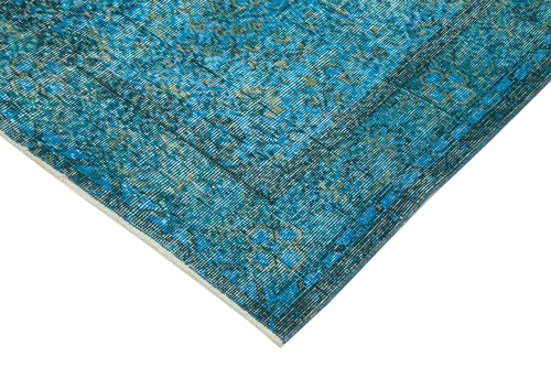 Overdyed Vintage Turquoise Vintage Cotton Wool Handmade Area Rug 5'2'' x 8'7''