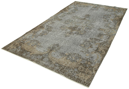 Overdyed Vintage Grey Vintage Cotton Wool Handmade Area Rug 5'3'' x 9'2''
