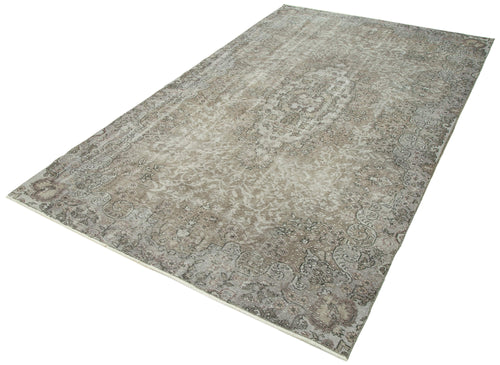 Overdyed Vintage Grey Vintage Cotton Wool Handmade Area Rug 5'3'' x 9'1''