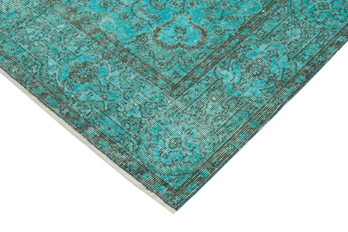 Overdyed Vintage Turquoise Vintage Cotton Wool Handmade Area Rug 5'8'' x 9'1''