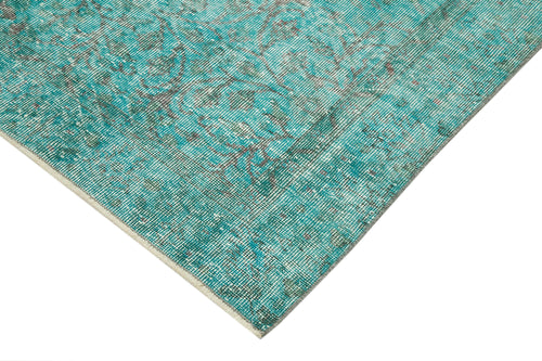 Overdyed Vintage Turquoise Vintage Cotton Wool Handmade Area Rug 5'4'' x 9'8''