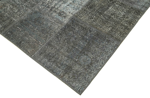 Handmade Area Rug - Kirk Yama Grey Patchwork Cotton Wool Vintage Carpet 8'2''x11'6''