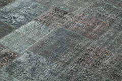 Handmade Area Rug - Kirk Yama Grey Patchwork Cotton Wool Carpet 8'1'' x 11'6''