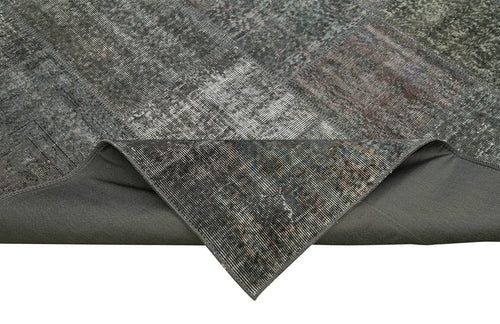 Handmade Area Rug - Kirk Yama Grey Patchwork Cotton Wool Carpet 8'1'' x 11'6''