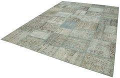 Kirk Yama Blue Patchwork Cotton Wool Handmade Area Rug 8'2'' x 11'6''