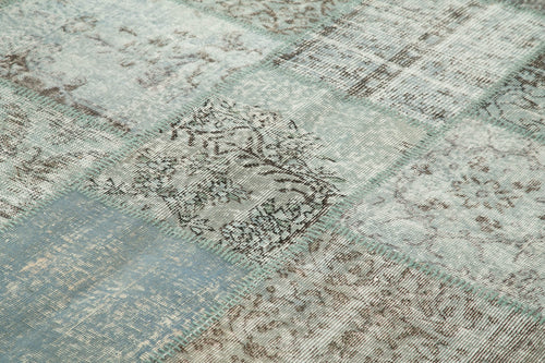 Kirk Yama Blue Patchwork Cotton Wool Handmade Area Rug 8'2'' x 11'6''