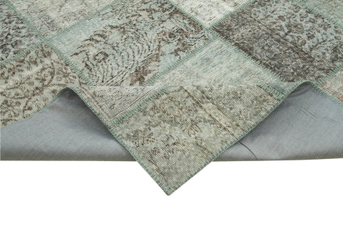Kirk Yama Blue Patchwork Cotton Wool Handmade Area Rug 8'2'' x 11'6''