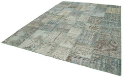 Kirk Yama Blue Patchwork Cotton Wool Handmade Area Rug 8'2'' x 11'6''