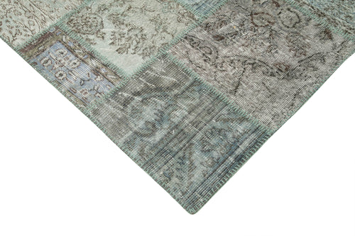 Kirk Yama Blue Patchwork Cotton Wool Handmade Area Rug 8'2'' x 11'6''