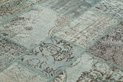 Kirk Yama Blue Patchwork Cotton Wool Handmade Area Rug 8'2'' x 11'6''