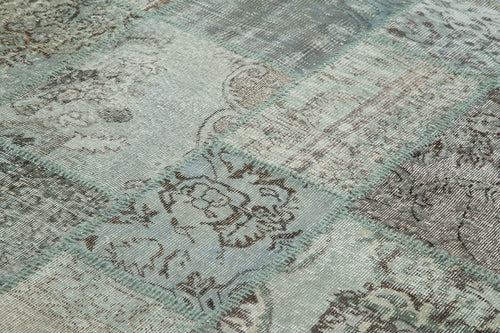 Kirk Yama Blue Patchwork Cotton Wool Handmade Area Rug 8'2'' x 11'6''