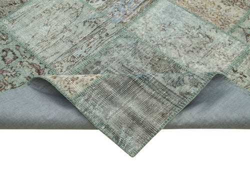 Kirk Yama Blue Patchwork Cotton Wool Handmade Area Rug 8'2'' x 11'6''