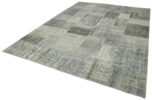 Kirk Yama Grey Patchwork Cotton Wool Handmade Area Rug 8'3'' x 11'6''
