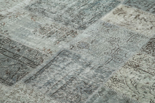Kirk Yama Grey Patchwork Cotton Wool Handmade Area Rug 8'3'' x 11'6''