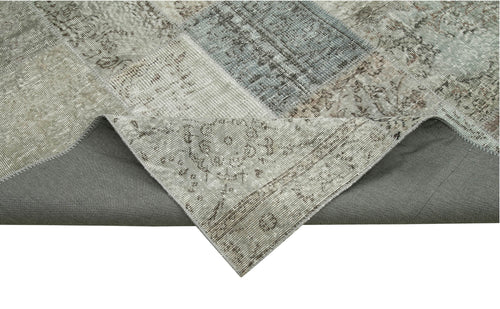 Kirk Yama Grey Patchwork Cotton Wool Handmade Area Rug 8'3'' x 11'6''