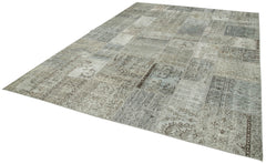 Kirk Yama Grey Patchwork Cotton Wool Handmade Area Rug 8'2'' x 11'6''