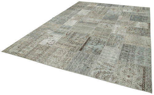 Kirk Yama Grey Patchwork Cotton Wool Handmade Area Rug 8'2'' x 11'6''