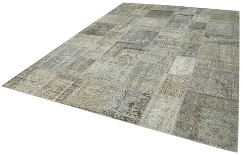 Kirk Yama Grey Patchwork Cotton Wool Handmade Area Rug 8'2'' x 11'6''