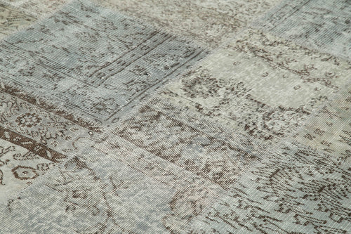 Kirk Yama Grey Patchwork Cotton Wool Handmade Area Rug 8'2'' x 11'6''