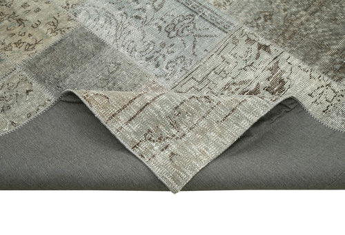 Kirk Yama Grey Patchwork Cotton Wool Handmade Area Rug 8'2'' x 11'6''
