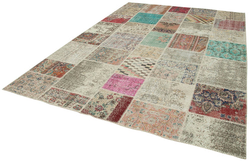 Kirk Yama Blue Patchwork Cotton Wool Handmade Area Rug 8'2'' x 11'6''