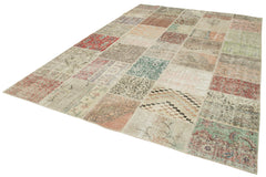 Kirk Yama Blue Patchwork Cotton Wool Handmade Area Rug 8'2'' x 11'6''