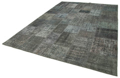 Handmade Area Rug – Grey Patchwork Rug Cotton Wool Carpet 8'1"x11'6" Durable Soft