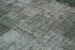 Handmade Area Rug – Grey Patchwork Rug Cotton Wool Carpet 8'1"x11'6" Durable Soft
