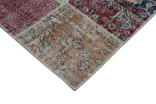 Handmade Area Rug - Blue Patchwork Wool Cotton Carpet 9'10''x13'1'' Durable